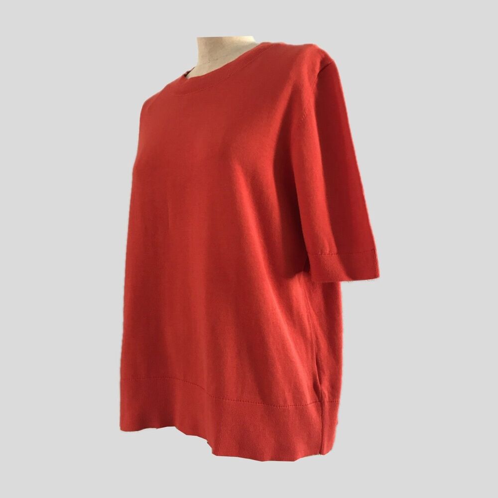 COS Orange Short Sleeve Cotton Bold Minimalist Relaxed Sweater Knit Top M - Picture 1 of 8